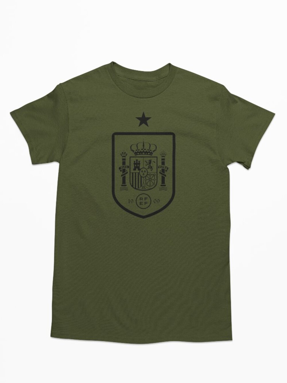 NEW Spain Espana National Soccer Team Big Logo T-Shirt MILITARY ARMY GREEN